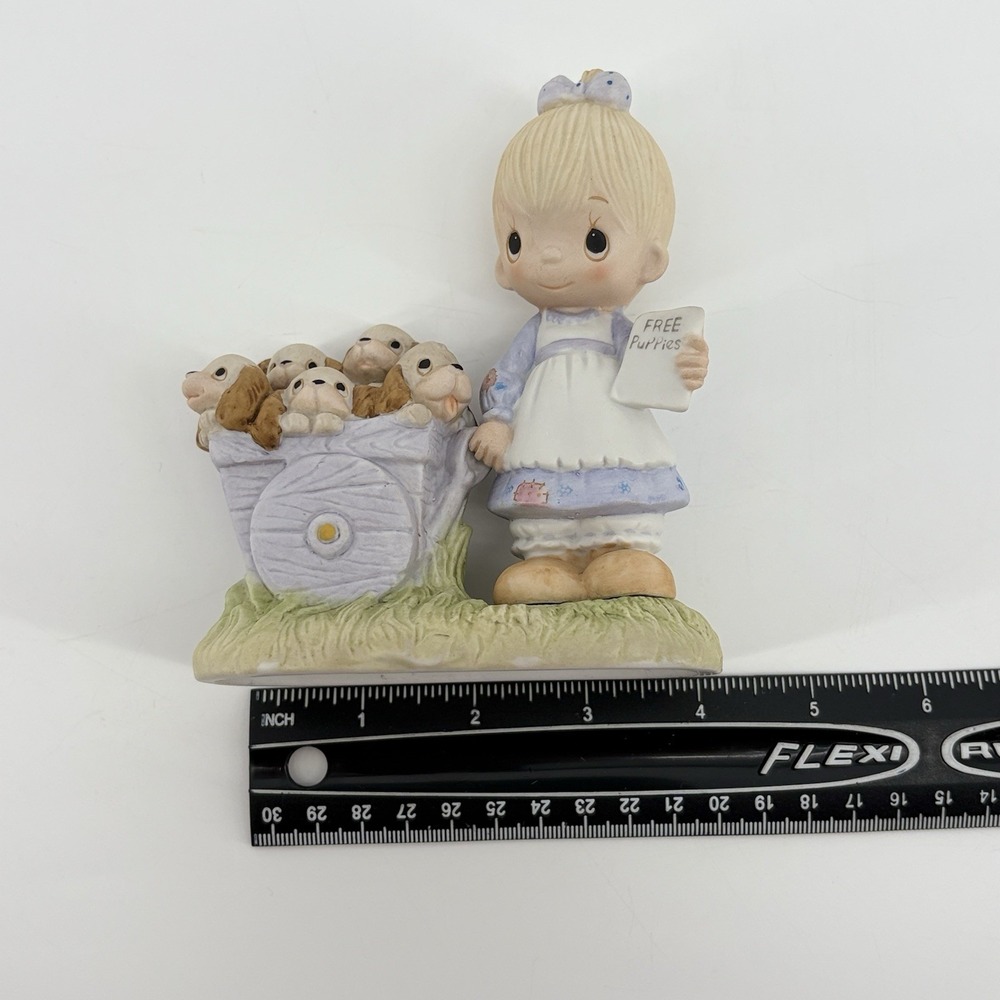 RARE 1977 Precious Moments "God Loveth a Cheerful Giver" Free Puppies Figurine - Picture 13 of 15